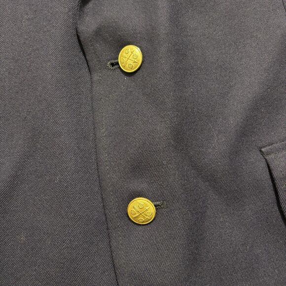 English Manor Men’s 41 R Jacket Blazer 100% Wool Gold Buttons Navy Blue Vintage - Picture 7 of 10